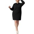 thumbnail image 2 of GRACE & GRANDEUR Women's Plus Size Rib Knit Pullover Sweater Long Sleeve Hooded Bodycon Dress Black 3X, 2 of 6