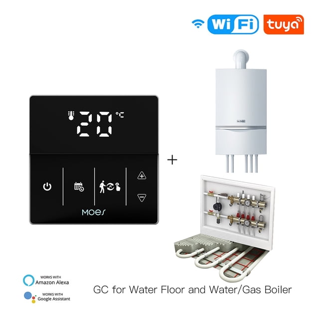 WiFi Smart Thermostat Gas Boiler Water Electric Floor Heating Controller Logo Color Adjustable Tuya Smart App Control ,Easy to Install