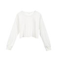thumbnail image 2 of Mode Femmes Automne Shorts Crop Tops en Vrac Casual Couleur Unie à Manches Longues Col Rond Sous-Chemise Sport Pull, 2 of 8