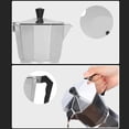 thumbnail image 5 of Moka Pot, Scalding Proof Plastic Handle Aluminum Alloy European Style Streamlined Grip Italian Coffee Maker Slender Shape with Metal Filter for Kitchen 1 Cup 50ml,2 Cup 100ml,3 Cup, 5 of 5