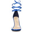 thumbnail image 3 of BLISSFUL STEP Sandales à Talon Aiguille à Lacets pour Femme à Bride Transparente Bleu Foncé US 10, 3 of 7