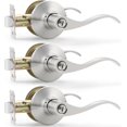 thumbnail image 1 of Satin Nickel Door Handle Interior Brushed Nickel Passage Door Lever for Hall and Closet Keyless Door Lock Set Reversible for Left Right Sided Doors Leverset Handleset, 1 of 7