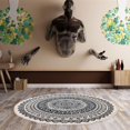 thumbnail image 3 of Tapis Rond Doux 90cm pour Chambre à Coucher Salle à Manger Tapis Rond Boho Antidérapant Lavable Chic Mandala Bohème Tapis d'Intérieur, 3 of 5