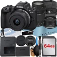 thumbnail image 1 of Canon EOS R50 Mirrorless Camera with RF-S 18-45mm + EF 75-300mm Lens + 64GB Memory Card + Case + ZeeTech Accessory Bundle, 1 of 9