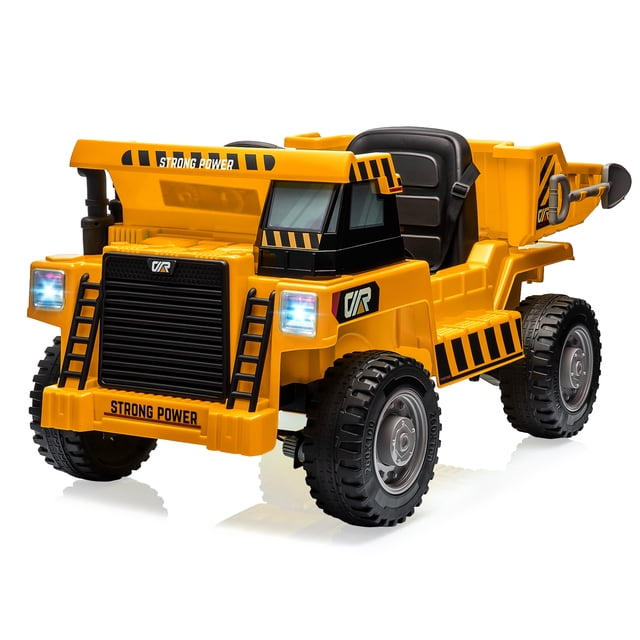 AKDSteel 12V Kids Ride On Dump Truck, 4-Wheeler Electric Car with Dump Bed & Shovel, Ride On Toy for Kids