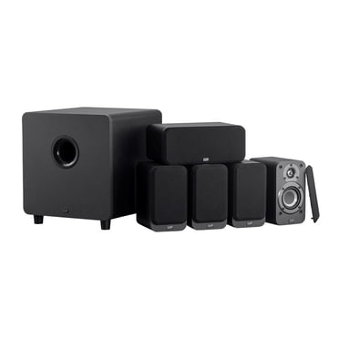Monoprice HT-35 Système de Cinéma Maison Haut de Gamme à 5,1 Canaux - Charbon, avec Caisson de Basses Alimenté, Grilles de Haut-Parleurs à Profil Bas, Option de Montage Sécurisé