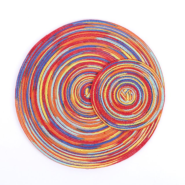 CAROOTU Round Cotton Coaster Heat Resistant Dining Table Plate Mat for Household Protects Table from Burnt