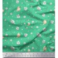 thumbnail image 1 of Soimoi Green Georgette Viscose Fabric Wreath & Bird Print Sewing Fabric Yard 42 Inch Wide, 1 of 5