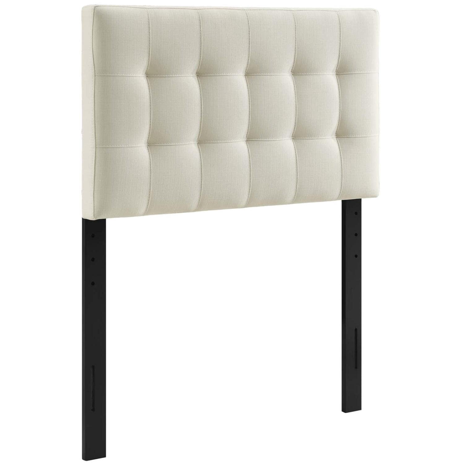 Modway Lily Tête de Lit Simple Capitonnée en Tissu de Lin Ivoire