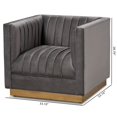 thumbnail image 4 of Baxton Studio Aveline Grey Velvet Gold Finished Armchair, 4 of 9