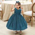 thumbnail image 4 of LUOGENLI Robe Enfants Filles Robe Florale Fête Enfant Robe Princesse Robes Jupe Maxi avec Shorts et Poches Vert Foncé 12-18 Mois, 4 of 9