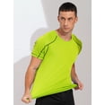 thumbnail image 2 of Raenseen Men's Rash Guard Swim Shirts Short Sleeve UPF 50+ Swimming Top Gym Workout Muscle Tee Tops Fluorescent Green 3XL, 2 of 7