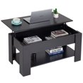 thumbnail image 2 of NiamVelo Table Basse en Bois à Plateau Relevable avec Compartiment Caché et Tablette de Rangement pour Salon, Noir, 2 of 8