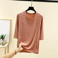 thumbnail image 2 of fatyb Chandails de Détente à Manches 3/4 pour Femmes Col Ras du Cou Amples et Confortables Blouses Chandail Décontracté de Tous les Jours T-Shirt de Pyjama, 2 of 3