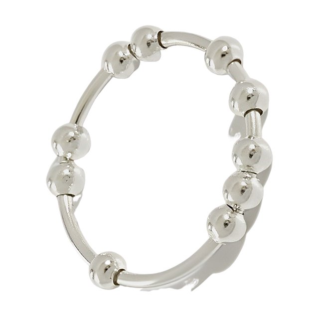 tredstone Anxiety Bead Ring Women Men Fidget Simple Style Anti-stress Stainless Steel Copper Beads Free Rotation Gift Daily Wear 17mm