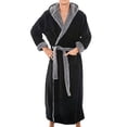 thumbnail image 1 of Innerwin Dressing Gown Solid Color Men Wrap Robe Home Hooded Thicken Plush Bath Robes Black Gray 2XL, 1 of 3