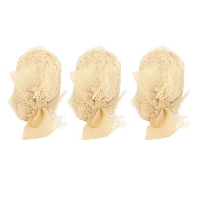 Bouquet Ribbon, Fringe Chiffon Silk Ribbon Hand Dyed Hand Crafted Soft Touch Easy To Cut For Wedding For Gift Wrapping Beige