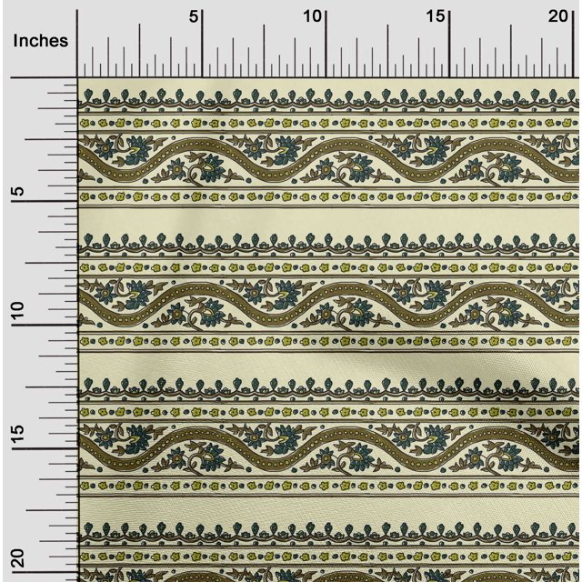 oneOone Georgette Viscose Fabric Leaves & Floral Block Print Fabric BTY 42 Inch Wide