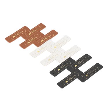 30Pcs Leather Label, White Black Brown DIY Hand Made Leather Labels Embossed Tag Decorative Patch With Holes For Garment Jeans Bags Shoes Hat