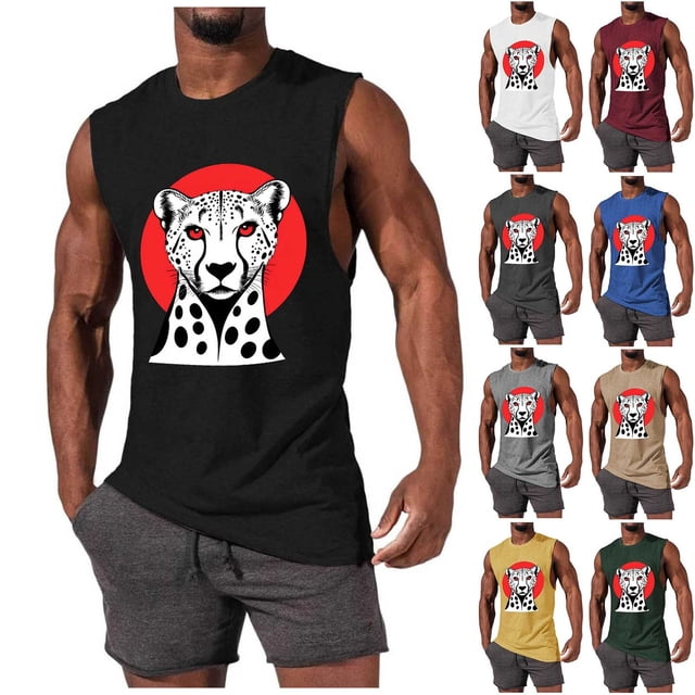 JDQJBZ Débardeurs pour Hommes Été Couleur Unie Col Rond Sans Manches Hauts Vêtements de Gym