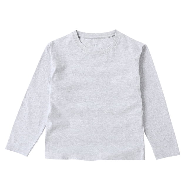 ZACPNCV T-Shirts à Manches Longues pour Filles, Col Rond pour Enfants, Hauts d'Automne et d'Hiver, T-Shirts Basiques, Gris, 5-6 Ans