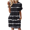 thumbnail image 4 of TJAZFJPA Robe à Manches Longues Femmes Femmes Robe T-Shirt Douce à Manches Courtes Robe Tunique d'Été Décontractée Robe Imprimée Ample avec Poches Robe d'Invitée de Mariage à la Plage Robe Médiévale Femmes, 4 of 7