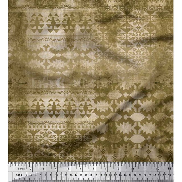 Soimoi Moss Georgette Fabric Aztec Southwestern Decor Fabric Printed Yard 42 Inch Wide