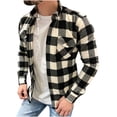 thumbnail image 1 of Chemise à Manches Longues pour Homme Mode Homme Décontractée Confortable Col à Revers Chemise à Carreaux Veste Haut à Manches Longues, 1 of 3