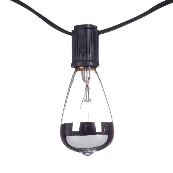 Guirlande lumineuse enfichable intérieur/extérieur à 10 lumières et mesurant 10 pi, collection Bristol, cordon électrique noir, prises M/F, ampoules de designer avec pointe argentée Vintage Edison inc