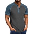 thumbnail image 1 of CHGBMOK Mens Shirts Solid Color Buttons Outdoors Breathable Short Sleeve Round Neck Collar Blouse Sizes S-2XL, 1 of 7
