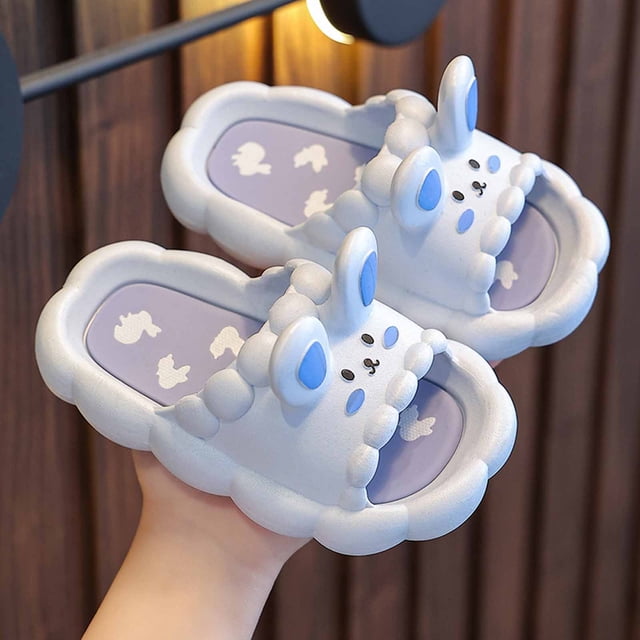 EGNMCR Girl's Slippers Summer Children's Shoes Three-dimensional Rabbit Indoor Non-slip Soft-soled Slippers Kid Shoes