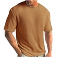 thumbnail image 1 of DPTALR Men's Summer Solid Round Neck Short Sleeved Knitted T-shirt, 1 of 5