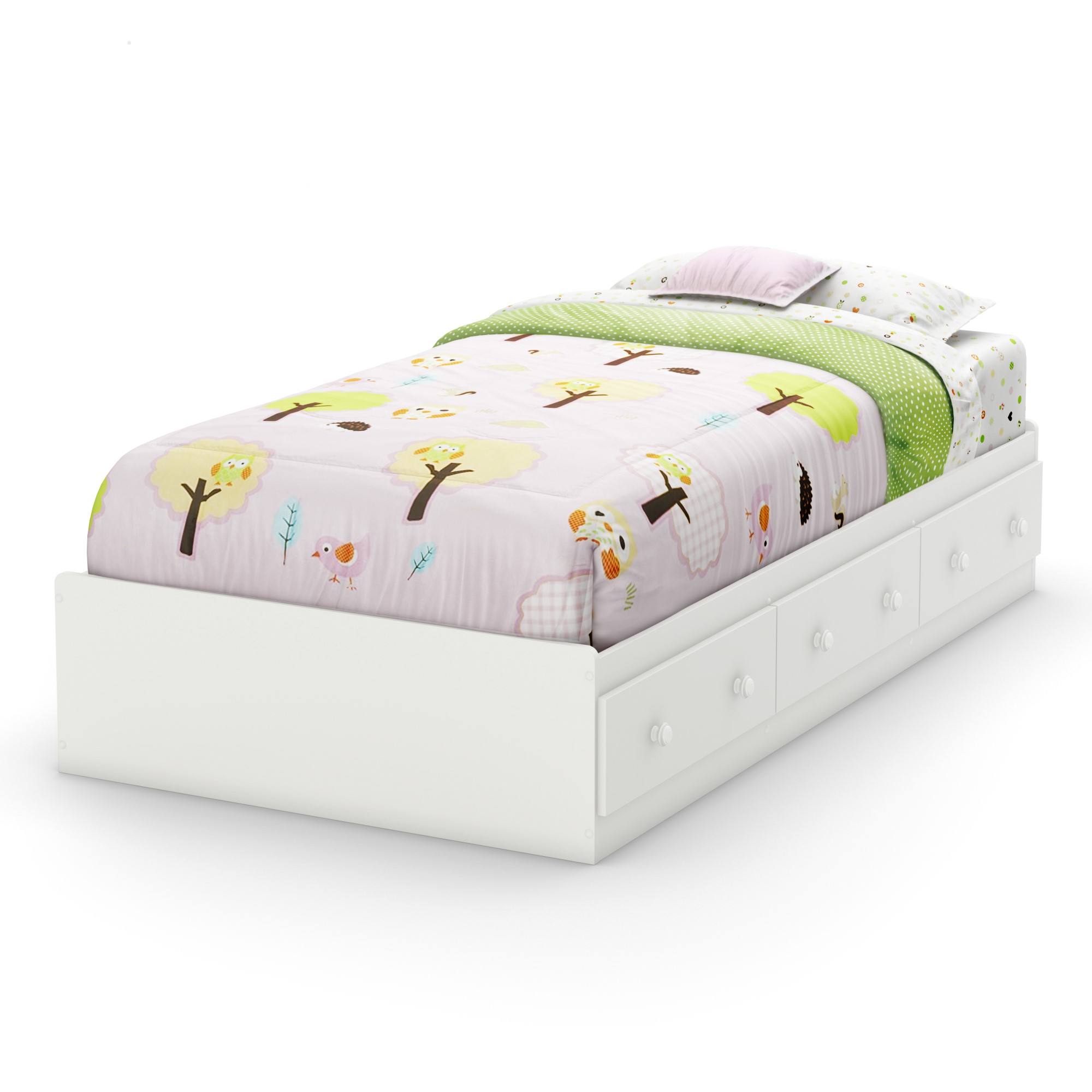 Lit matelot 3 tiroirs Simple, fini Blanc solide, collection Savannah de Meubles South Shore