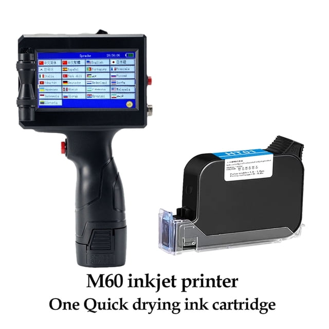 12.7mm Handheld Inkjet Printer, Portable Label Lot QR Code Packaging Bag Plastic Bottle Printer, Fast Drying Ink ,Multi-Format Printing