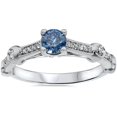 thumbnail image 1 of 3/4ct Blue Diamond Modern Engagement Ring 14K White Gold, 1 of 4