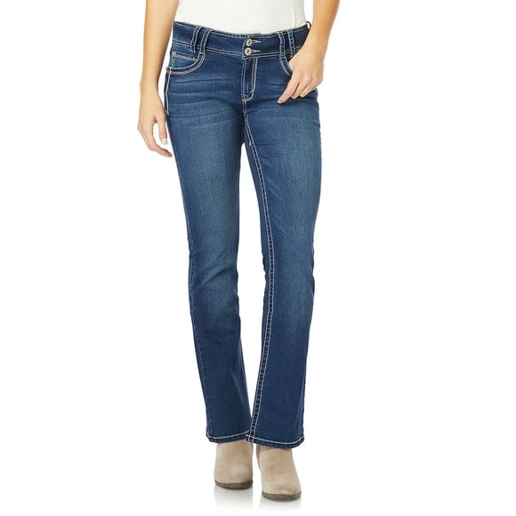 WallFlower Women's Luscious Curvy Bootcut Mid-Rise Insta Stretch Juniors Jeans (Standard and Plus) Chrystie 7 Short