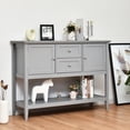 thumbnail image 4 of Patiojoy Buffet Armoire Bahut Table Console en Bois avec 2 Tiroirs de Rangement et 2 Armoires et Tablette Inférieure Gris, 4 of 7
