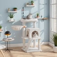 thumbnail image 2 of Feandrea Cat Tree, Small Cat Tower with Widened Perch for Large Cats Indoor, Kittens, 37.8-inch Multi-Level Cat Condo, Scratching Posts and Ramp, 2-Door Cat Cave, Cat Basket, 2 of 8