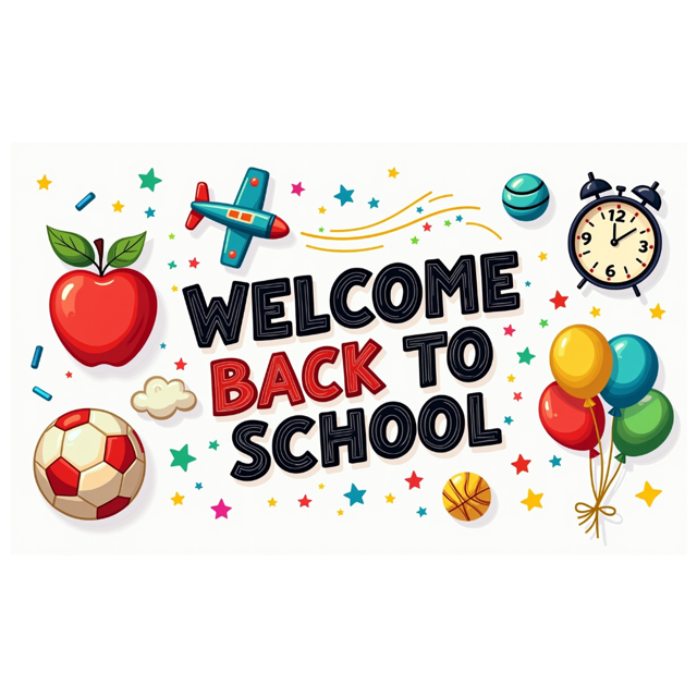 Colorful Welcome Back to School Banner with Apple Airplane Balloon and Star Elements Backdrop Party Decorations for School Events Opening Ceremonies Classroom Decor Photo Props