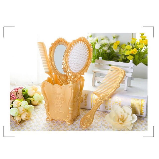 TopLLC 5pcs Vanity Mirror Comb Set Plastic Wallet Massage Kit Plastic Mirror Travel Mirror Straightening Brush Hand Hair Comb Hair Brush Comb Detangling Hair Comb Mirror combs combination