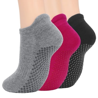 4 Paires de Chaussettes de Pilates Antidérapantes pour Femmes Chaussettes de Yoga avec Semelles Antidérapantes Chaussettes d'Hôpital Chaussettes Adhérentes Chaussettes de Danse