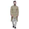 thumbnail image 1 of Atasi Kurta à Manches Longues Imprimé, Boutonné, Asymétrique, Kurta de Designer pour Garçons, 1 of 5