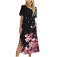 thumbnail image 2 of Ovzne Robes pour Femmes Robe pour Femme Robe Unie Ample Décontractée Mode Manches Longues Robe à Col Manches Longues Robe de Printemps Manches Longues Imprimée Liquidation, 2 of 6