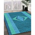 thumbnail image 3 of Ahgly Company Tapis d'Intérieur Ronds Transitionnels Bleus Lavables à la Machine, 6 Pieds Rond, 3 of 7