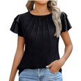 thumbnail image 2 of Tnhcen Blouses à Col Rond à Manches Courtes pour Femmes d'Été Décontractées à Motif Infroissable - Hauts Extensibles en Nylon Spandex P-2TG Blouses Mode Respirantes, 2 of 6