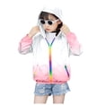thumbnail image 1 of Kids Sun Protection Zip Hoodie Lightweight Long Sleeve Rash Guard with Hood Swim Cover Up Light Pink 4 Years-5 Years, 1 of 7