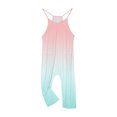 thumbnail image 3 of RXIRUCGD Girls Casual Jumpsuits Gradient Print Sleeveless Summer Rompers Long Pants With Pockets For 5-14 Years( Pink, Size:7 Years ), 3 of 6