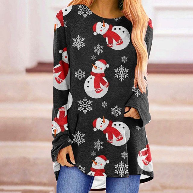 Meichang Chemises de Noël pour Femmes Grande Taille, T-Shirts Graphiques avec Verre de Vin de Noël, Manches 3/4, Col Rond Décontracté, Coupe Ample, Hauts de Vacances, Cadeaux de Noël pour Femmes