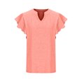 thumbnail image 4 of Birdeem Womens Summer Fashion Casual V-Neck Solid Color Ruffe Short Sleeve Top Blouse, 4 of 8