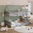 thumbnail image 1 of Costway Twin Over Full House Bunk Bed with Ladder & Guardrails Convertible to 2 Beds, 1 of 10